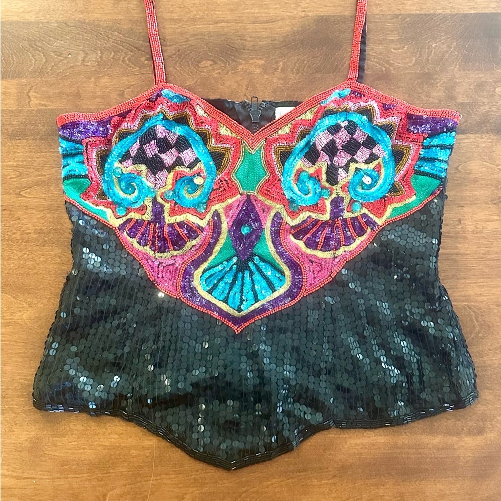 Vintage Hand-Beaded Sequin Bustier Top from Neiman Marcus